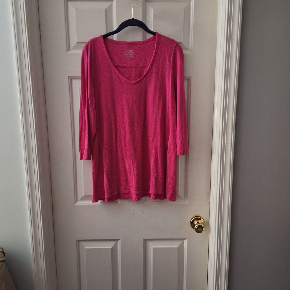 Chicos 3/4 Sleeve V-neck Top Size 1